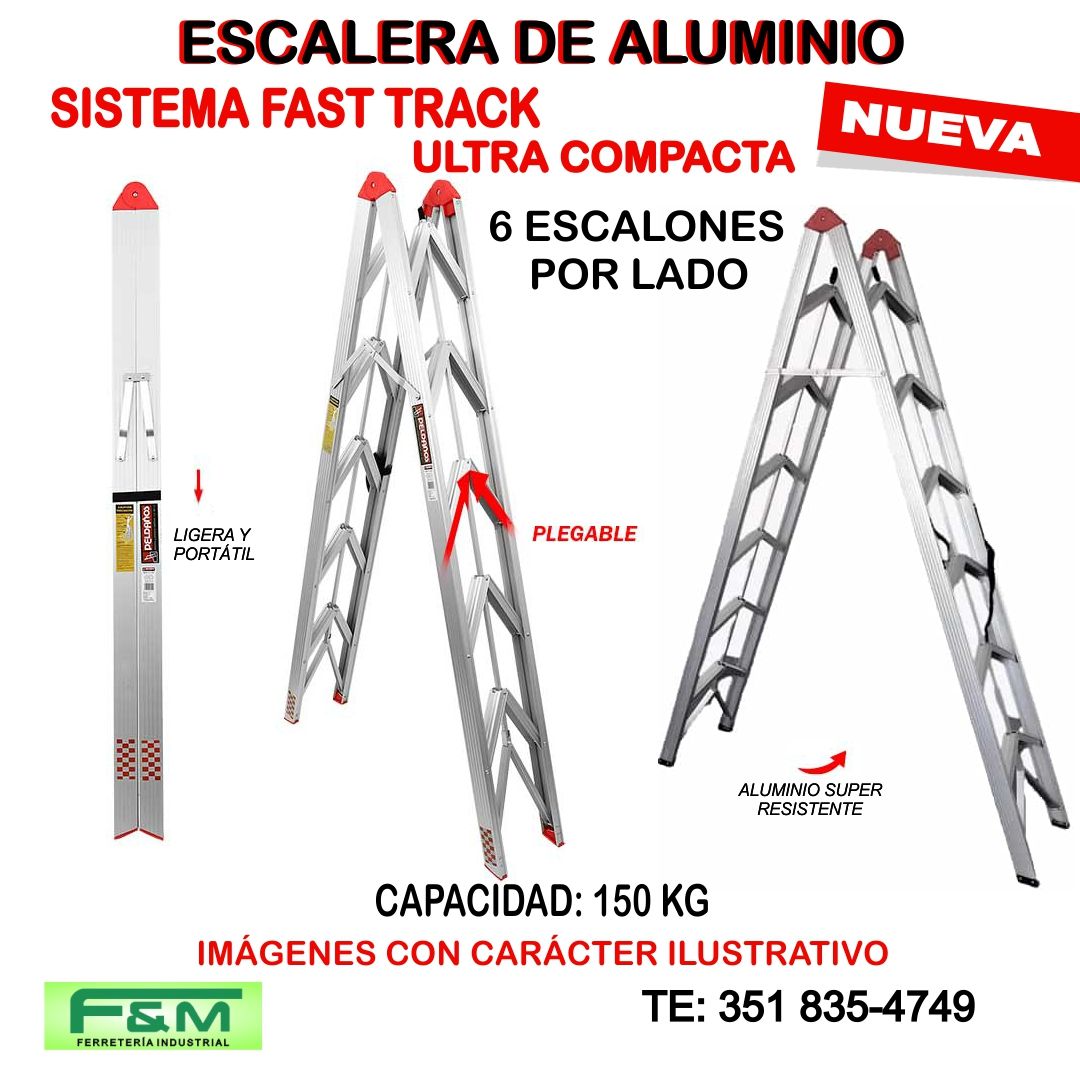 Escalera Aluminio 6 Escalones Sistema Fast Track - imagen 3