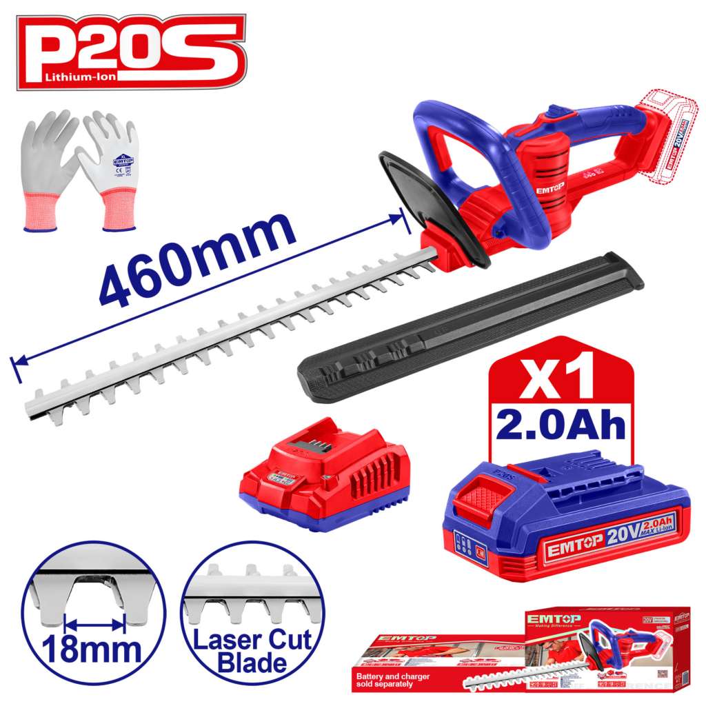 CORTACERCO INALAMBRICO 20V 460 MM DIAM 18 MM + BAT 2.0 AH + CARG + ACC