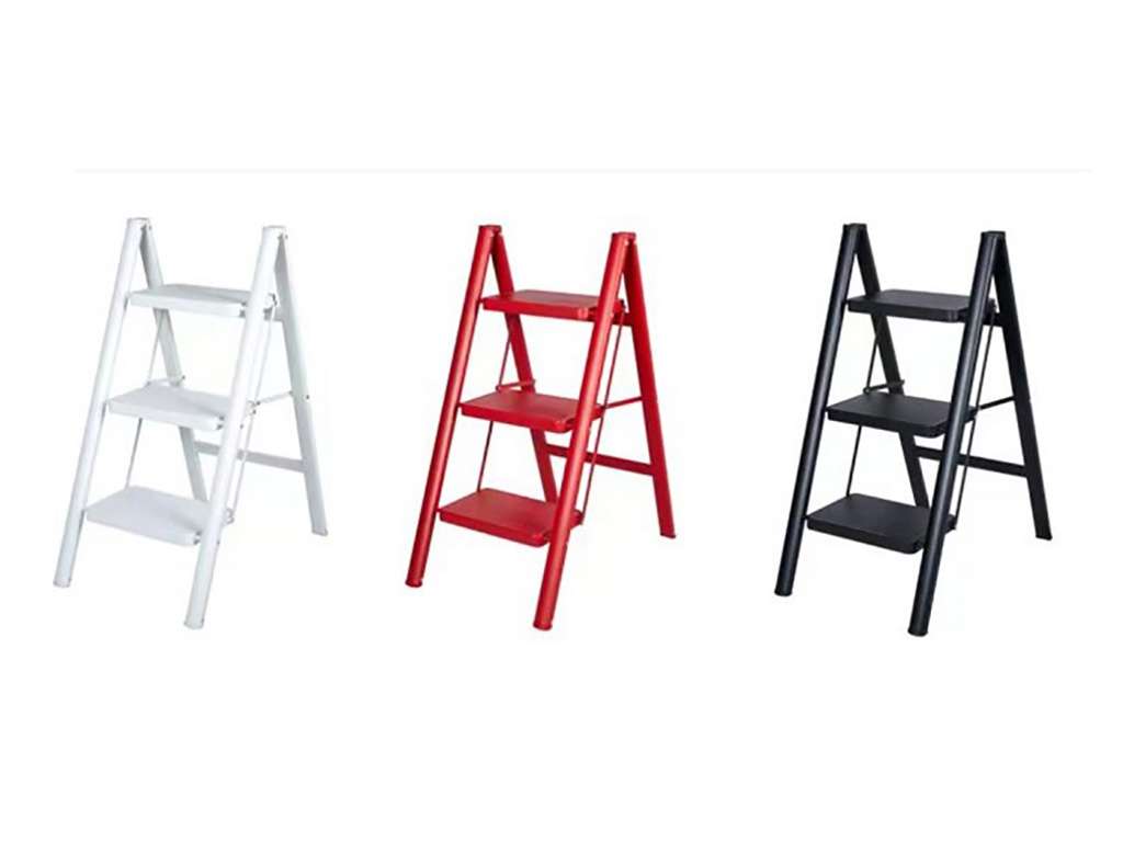 ESCALERA ACERO 3 ESC. PLEGABLE ** COLOR BLANCO **