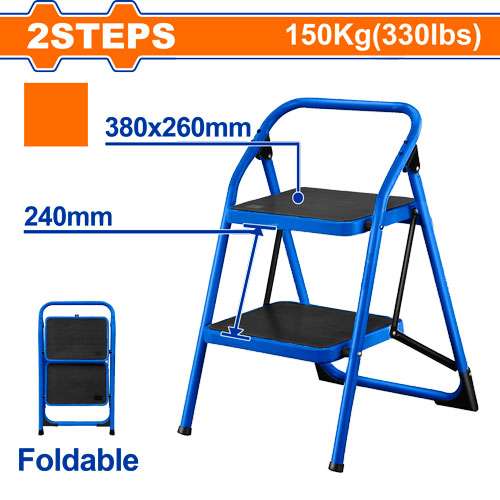 ESCALERA DE ACERO PLEGABLE 2 ESCALONES