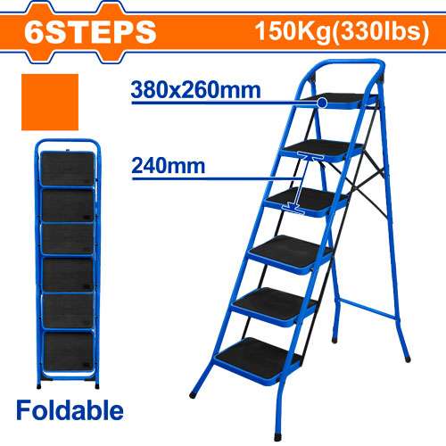 ESCALERA DE ACERO PLEGABLE 6 ESCALONES
