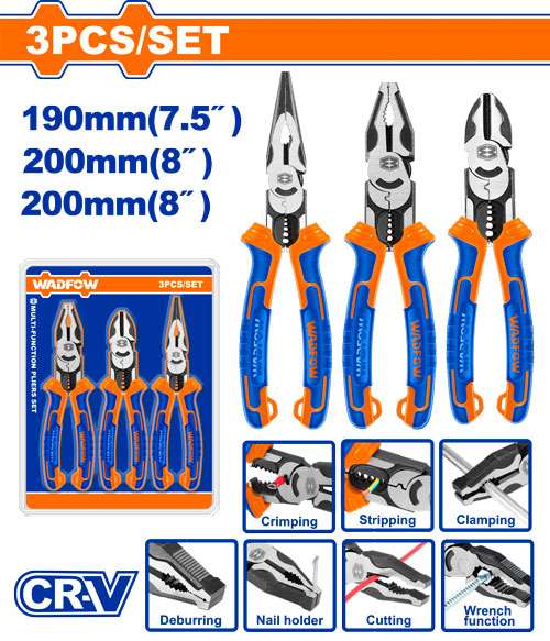 SET DE ALICATES 3 PZS 7.5'' (190 MM) - 8'' (200 MM) - 8'' (200 MM)