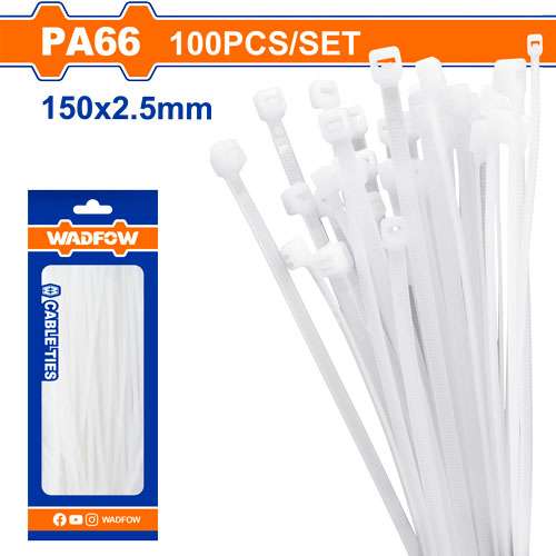 PRECINTOS DE NYLON BLANCO (100 U.) 150 x 2.5 MM